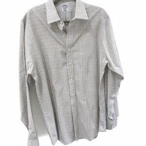 Brooks Brothers Regent Fit Non-Iron Dress Shirt 16-36 Yellow Blue Check